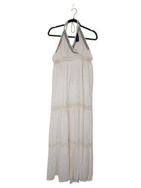 Raga Maxi Dress With Embroidered Halter Neck & Crochet Details Size M